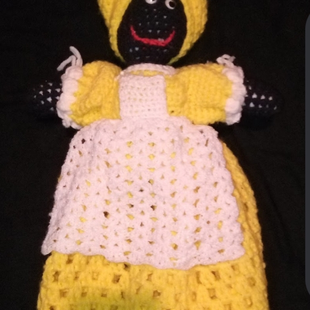 Handmade Yellow and White Crochet Doll